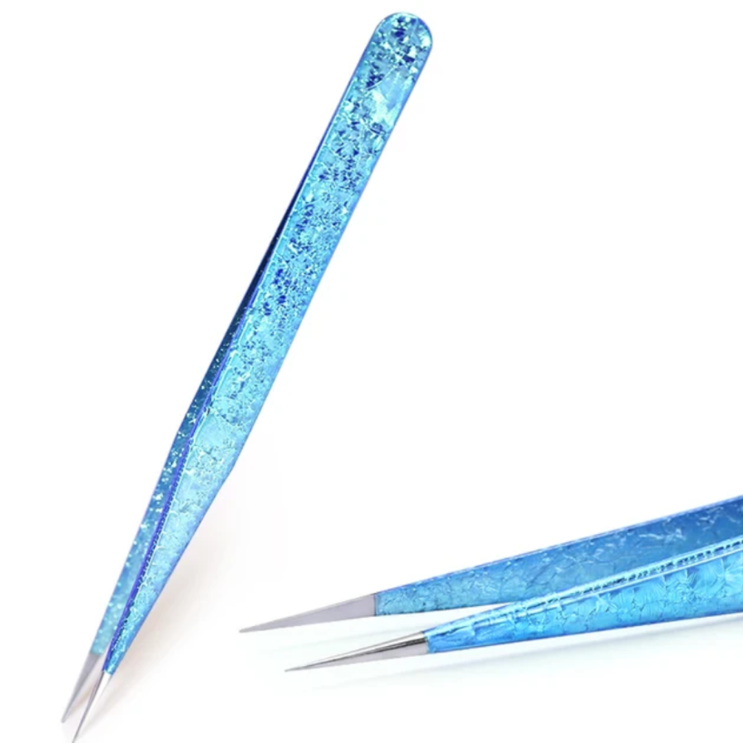 ON SALE - Blue Flat Lash Tweezers - By Priscilla Martin