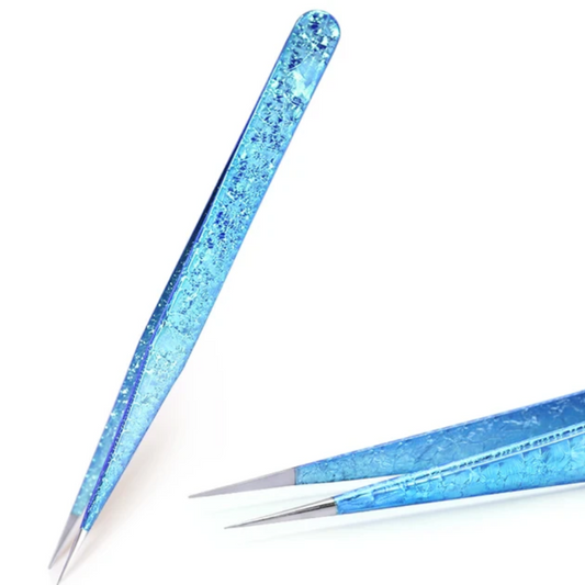 ON SALE - Blue Flat Lash Tweezers - By Priscilla Martin