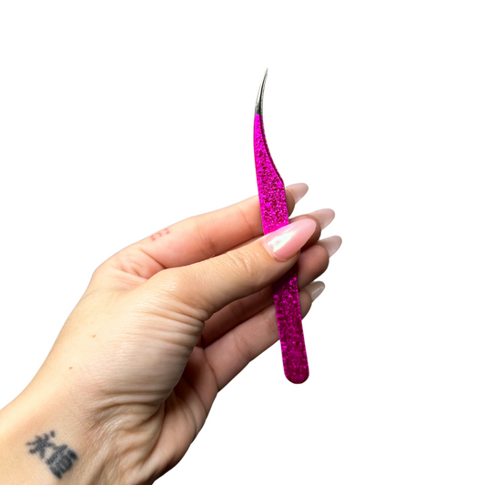 Pink Curved Isolation Lash Tweezer - By Priscilla Martin