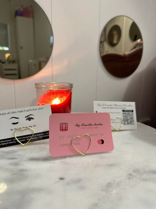 Gold Heart Business Card Holder: Elegant & Stylish Card Storage - By Priscilla Martin