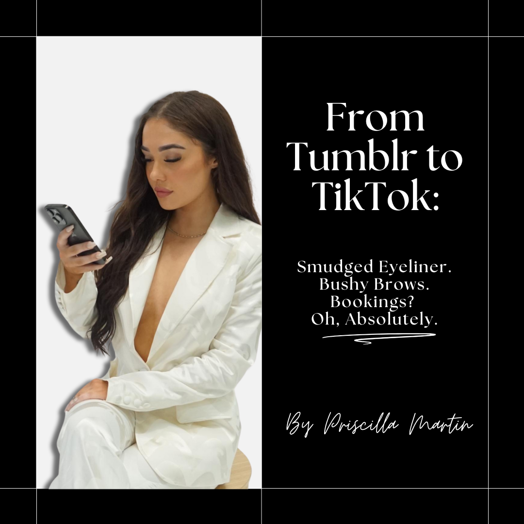 priscilla holding her phone that portrays the trends from generation to generation