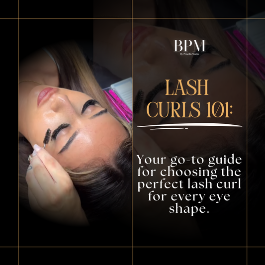 Woman lying down with lash extensions being brushed, showcasing perfect lash curls